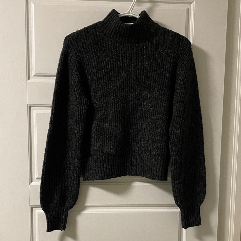 Classic Dark Grey Women's Mock Neck Sweater